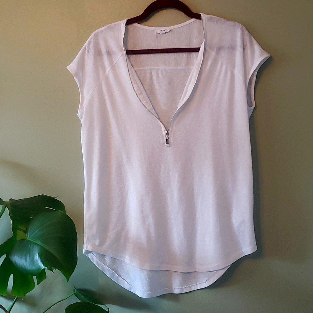 White Zip Front TSHIRT